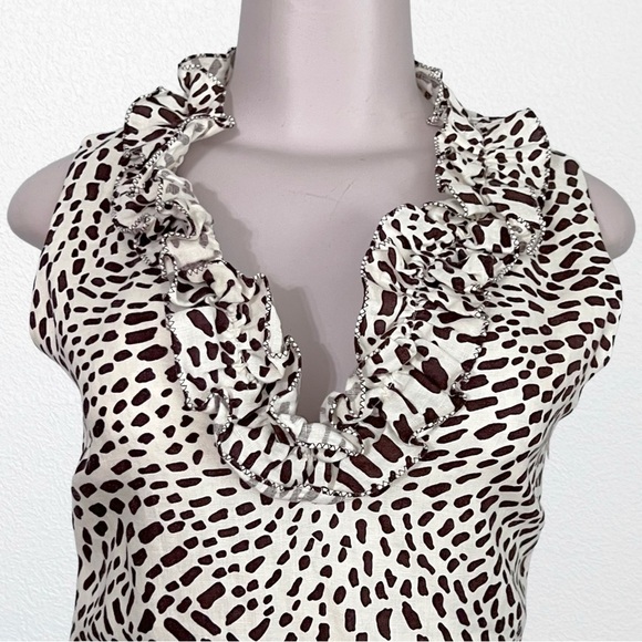 Vintage Linen Animal Print Mobwife Ruffled Kate Spade Classic Sheath Dress SZ XS - Picture 6 of 10